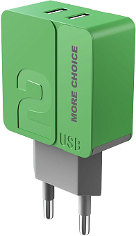 MORE CHOICE (4627151191904) NC46i 2USB 2.4A для 8-pin - 1м Green СЗУ