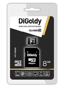 DIGOLDY MicroSDHC 8GB Class10 + адаптер SD Карта памяти