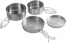 ECOS Набор посуды походный Camp-S12 из нержавеющей стали (4 предмета) 106941 Набор посуды походный