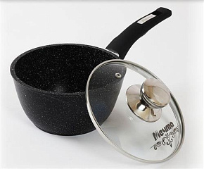 МЕЧТА 81802 Гранит black 1,2л несъемная ручка стеклянная крышка Ковш