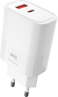MORE CHOICE (4620202555564) NC81a СЗУ 1USB+1Type-C 3.0A PD 20W+ QC3.0 , белый СЗУ MORE CHOICE (4620202555564) NC81a СЗУ 1USB+1Type-C 3.0A PD 20W+ QC3.