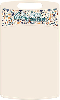 HOMVER Bergamo Терраццо прямоугольная 335x220x4мм с декором (светло-бежевый) 223134225/01 Доска разделочная