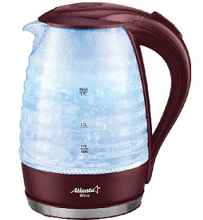 ATLANTA ATH-2467 bordo (1,7л. стекло) Чайник электрический