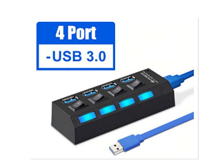 SMARTBUY (SBHA-7304-B) USB 3.0 хаб + выкл., 4 порта, черный