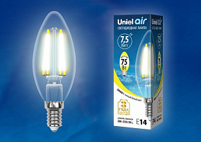 UNIEL (UL-00003245) LED-C35-7,5W/WW/E14/CL GLA01TR