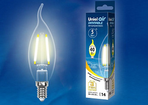 UNIEL (UL-00002863) LED-CW35-5W/WW/E14/CL/DIM GLA01TR Лампочки светодиодные