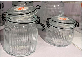 MALLONY Банка из рельефного стекла, LA SCALA, объём: 1000 мл, с бугельным цветным замком (108321)