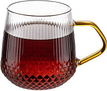 LEONORD Кружка AROMA 435 мл из боросиликатного стекла с рельефным корпусом, с ручкой из цветного стекла (106476) Кружки, стаканы штучно