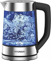 HYUNDAI HYK-G7406 1.7л. 2200Вт черный/серебристый (стекло) Чайник