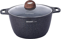 KUKMARA кгг62а а/пр литая 6,0л стекл/кр Granit ultra blue Кастрюля