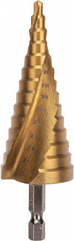 KRANZ (KR-12-6612) Сверло по металлу ступенчатое ТИТАН 4,0-30,0мм, 98мм, 65 HRC, Р6М5 TiN Сверло