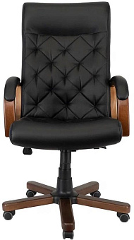 ЯРКРЕСЛА Кр82 ТГ ДЕРЕВО ЭКО1 (экокожа черная)/подлокотники с накладкой Кресло руководителя