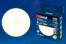 UNIEL (UL-00001672) LED-GX53-8W/WW/GX53/FR PLZ01WH матовая Теплый белый свет