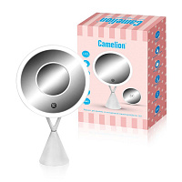 CAMELION (14004) M282-DL C01 бел.(Зеркало C LED подсветк.,1X/ Cъёмн.5X- увелич.,дневн.свет,5Вт,4*LR03 /USB) Зеркало косметическое с подсветкой