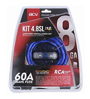 ACV KIT 4.8SL (SILVER=ECO) (4-кан усил-ля 8AWG/MINI ANL 60A) Комплект проводов