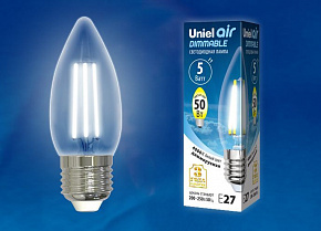 UNIEL (UL-00003642) LED-C35-5W/NW/E27/CL/DIM GLA01TR Лампочки светодиодные