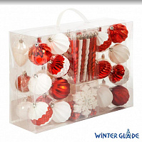 WINTER GLADE Набор ёлочных шаров, пластик, красный/белый микс, 51 шт в упаковке, 90251G309 Набор ёлочных шаров