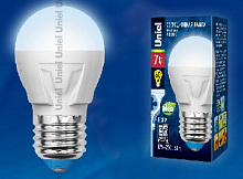 UNIEL (UL-00002418) LED-G45 7W/NW/E27 шар Белый свет 4000K Лампа светодиодная