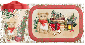 HOMVER Набор с декором "Игрушки": стакан с крышкой 420мл + ланч-бокс 0,85л (красный) 223137106/03 Емкость для сыпучих продуктов