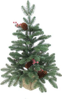 BEATREES Ель Декоративная зеленая с шишками и ягодами в мешке 0,6 м 1036060 Ель искусственная