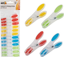 РЫЖИЙ КОТ Набор декорированных прищепок, пластмасса, силикон, 12шт (311375) Набор декорированных прищепок