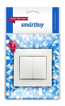 SMARTBUY (SBE-01w-10-SW2-1-c) Венера, 2-клавишный,белый выключатель