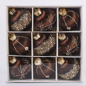 ВОЛШЕБНАЯ СТРАНА Набор шаров SYQB- 0124055, 9шт, 8см цвет коричневый (108512)