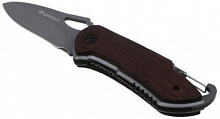 ЕРМАК Нож туристический складной на карабине, 15см, нерж. сталь, дерево (070-019) Нож туристический