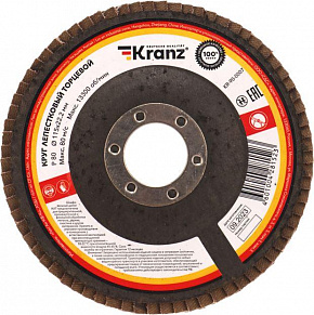 KRANZ (KR-90-0007) Круг лепестковый торцевой, P80, 115х22,2мм Торцевой круг