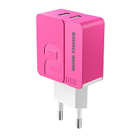 MORE CHOICE (4627151191836) NC46m 2USB 2.4A для micro USB- 1м Pink СЗУ