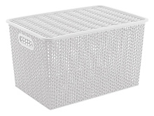 VIOLET Вязь 14л с крышкой белая 533106 Корзина для хранения VIOLET Вязь 14л с крышкой белая 533106