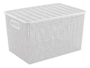 VIOLET Вязь 14л с крышкой белая 533106 Корзина для хранения VIOLET Вязь 14л с крышкой белая 533106