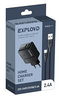 EXPLOYD EX-Z-1442 СЗУ Type-C 2.4A 2хUSB чёрный Сетевое ЗУ