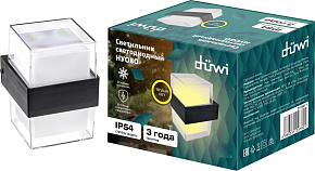 DUWI (24780 1) НУОВО, 105x105x135мм, 6Вт, термостойкий пластик, 3000К, IP54, черный