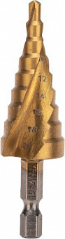 KRANZ (KR-12-6611) Сверло по металлу ступенчатое ТИТАН 4,0-20,0мм, 76мм, 65 HRC, Р6М5 TiN Сверло