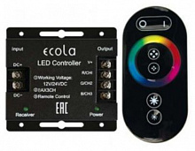 ECOLA RFC24BESB ECOLA LED strip RGB RF controller 24A 288W 12V (576W 24V) с кольцевым сенсорным черным радиопультом аксессуары для светильников