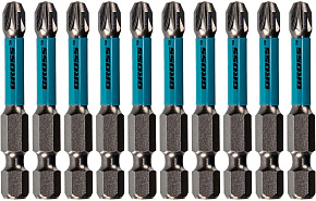 GROSS Бита торсионная PZ3 x 50 мм, для ударных шуруповертов, 10 шт. 11496