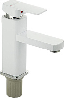 GFMARK 5977 Смеситель на раковину, шаровый, из высокопрочного пластика АБС, квадратный корпус, модель Элегант, цвет БЕЛЫЙ Смесители