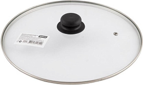 MALLONY Крышка с ручкой стеклянная 30см., с метал/обод, паровыпуск, низ. (987024) Крышка