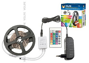 VOLPE (10774) ULS-Q221 5050-60LED/m-IP20-3M-RGB RRP36C24 Комплект светодиодной ленты с адаптером и кон Лента светодиодная
