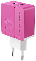 MORE CHOICE (4627151191775) NC46a СЗУ 2USB 2.4A для Type-C 1м Pink СЗУ