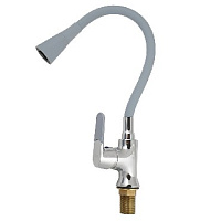МАК 4108 Смеситель кухонный боковой шаровый с гибким изливом СЕРОГО цвета с ДВУХРЕЖИМНЫМ аэратором Смеситель для кухни