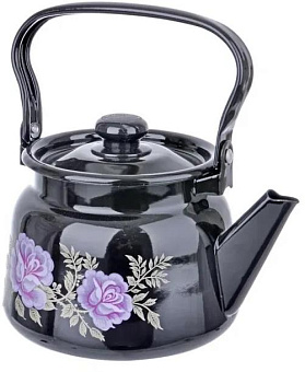 СИБИРСКИЕ ТОВАРЫ эмал 2,3л с рис С2714.36 черный Чайник