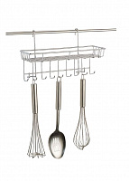 MALLONY Полка навесная для кухни с крючками FORTUNA PR-08, 29*8,5*18,5 см (008441) Полка навесная для кухни с крючками