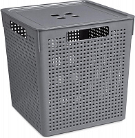 VIOLET Коробка для хранения квадратная "Лофт" с крышкой 23л 294х294х301 (серый) 6923118 Коробка для хранения