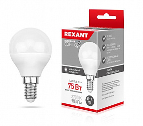 REXANT (604-037) (GL) 9,5 ВТ E14 903 ЛМ 2700 K Лампа светодиодная