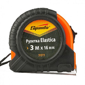 SPARTA Рулетка Elastica, 3 м х 16 мм, обрезиненный корпус 31311 Рулетки