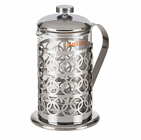 MALLONY Чайник/кофейник (кофе-пресс) OLIMPIA, 800 мл, из жаропрочного стекла, в корп из нерж ст, T046-800ML (950092) Чайник заварочный