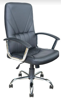 ЯРКРЕСЛА Кр37 ТГ ХРОМ ЭКО1 (экокожа черная) Кресло компьютерное