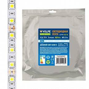VOLPE (UL-00004532) ULS-Q323 2835-60LED/M-8MM-IP65-DC12V-4,8W/M-5M-6500K катушка в герметичной упаковке
